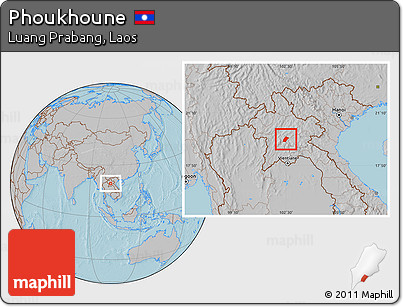 Gray Location Map of Phoukhoune, hill shading