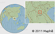Savanna Style Location Map of Phoukhoune, hill shading