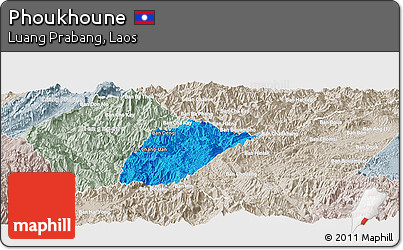 Political Panoramic Map of Phoukhoune, lighten, semi-desaturated