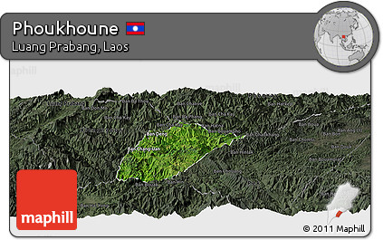 Satellite Panoramic Map of Phoukhoune, darken, semi-desaturated