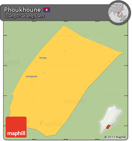 Savanna Style Simple Map of Phoukhoune, single color outside