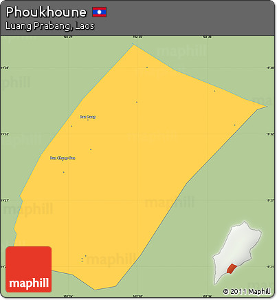 Savanna Style Simple Map of Phoukhoune, single color outside