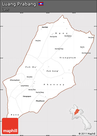 Classic Style Simple Map of Luang Prabang, cropped outside