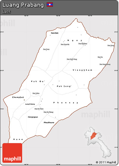 Classic Style Simple Map of Luang Prabang, cropped outside