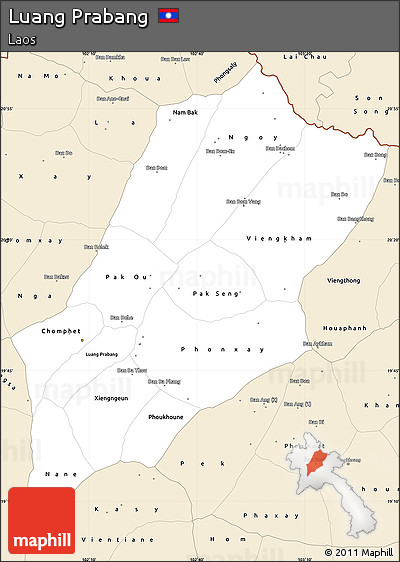 Classic Style Simple Map of Luang Prabang