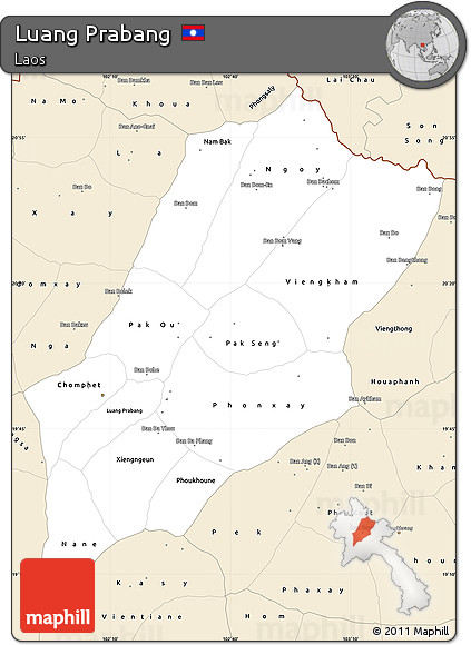 Classic Style Simple Map of Luang Prabang