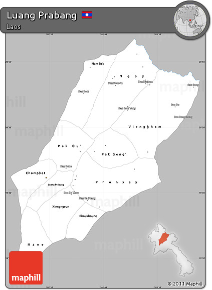 Gray Simple Map of Luang Prabang, single color outside