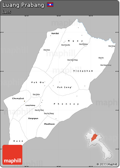 Gray Simple Map of Luang Prabang, single color outside