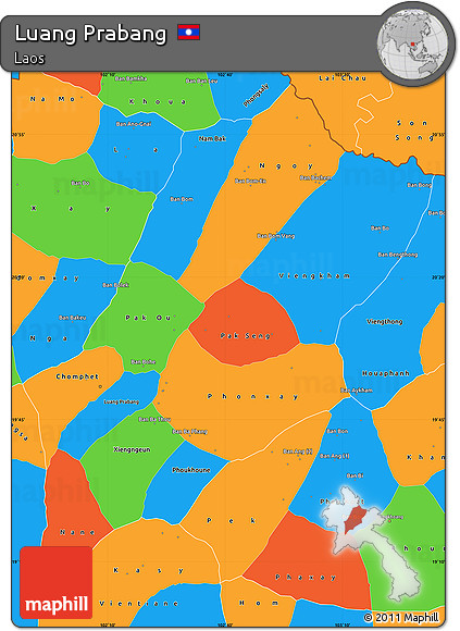 Political Simple Map of Luang Prabang