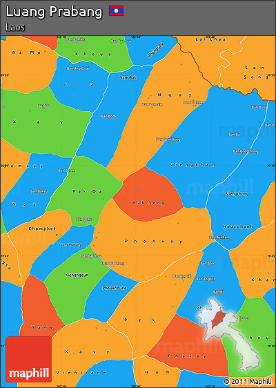 Political Simple Map of Luang Prabang