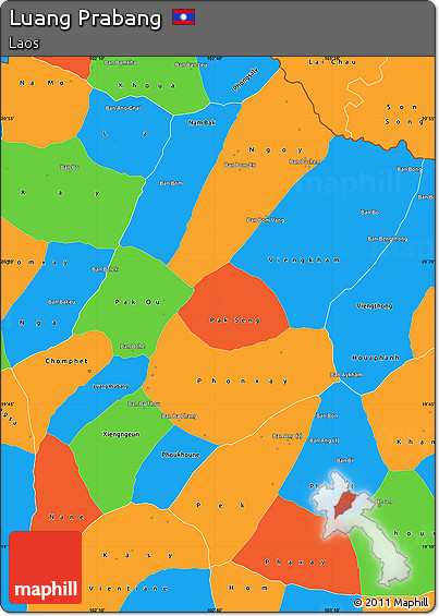 Political Simple Map of Luang Prabang