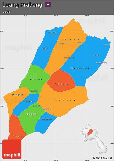 Political Simple Map of Luang Prabang, single color outside