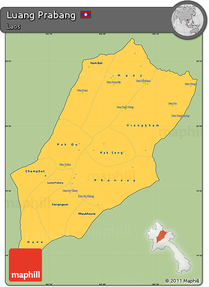 Savanna Style Simple Map of Luang Prabang, cropped outside