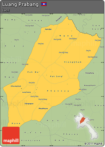 Savanna Style Simple Map of Luang Prabang