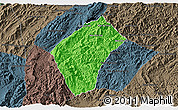 Political 3D Map of Xiengngeun, darken, semi-desaturated