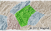 Political 3D Map of Xiengngeun, lighten, semi-desaturated