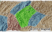 Political 3D Map of Xiengngeun, semi-desaturated