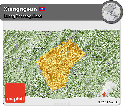 Savanna Style 3D Map of Xiengngeun