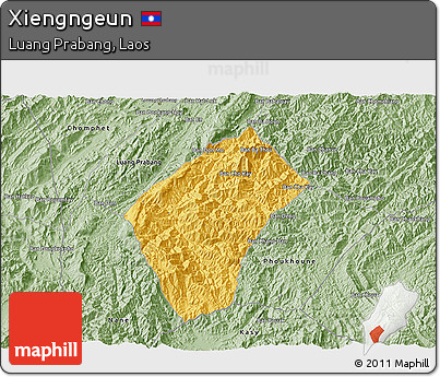Savanna Style 3D Map of Xiengngeun