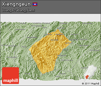 Savanna Style 3D Map of Xiengngeun