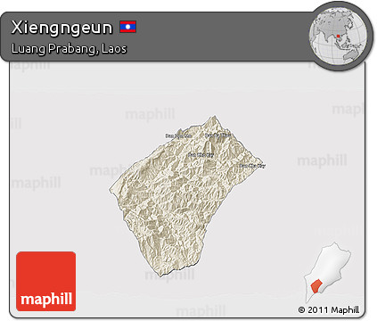 Shaded Relief 3D Map of Xiengngeun, cropped outside