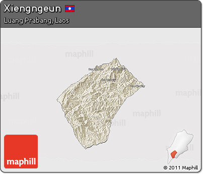 Shaded Relief 3D Map of Xiengngeun, cropped outside