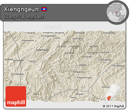 Shaded Relief 3D Map of Xiengngeun