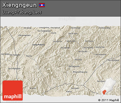 Shaded Relief 3D Map of Xiengngeun