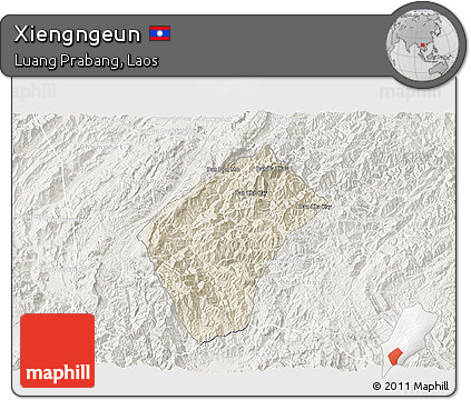Shaded Relief 3D Map of Xiengngeun, lighten