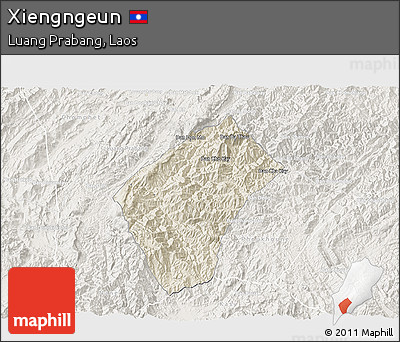 Shaded Relief 3D Map of Xiengngeun, lighten