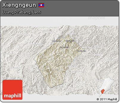 Shaded Relief 3D Map of Xiengngeun, lighten