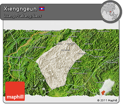 Shaded Relief 3D Map of Xiengngeun, satellite outside