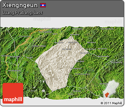 Shaded Relief 3D Map of Xiengngeun, satellite outside