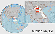 Gray Location Map of Xiengngeun, highlighted country, highlighted parent region, within the entire country, hill shading