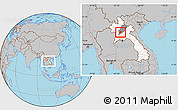 Gray Location Map of Xiengngeun, highlighted country, highlighted parent region, within the entire country