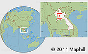 Savanna Style Location Map of Xiengngeun, highlighted country, within the entire country