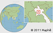 Savanna Style Location Map of Xiengngeun, highlighted country
