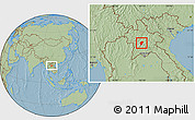 Savanna Style Location Map of Xiengngeun, hill shading