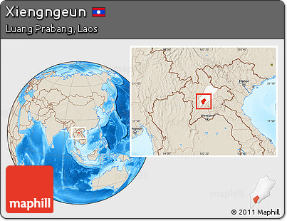 Shaded Relief Location Map of Xiengngeun, highlighted parent region