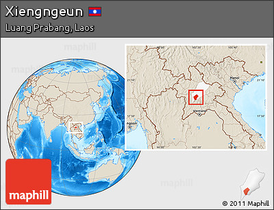 Shaded Relief Location Map of Xiengngeun, highlighted parent region
