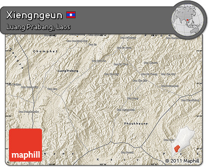 Shaded Relief Map of Xiengngeun