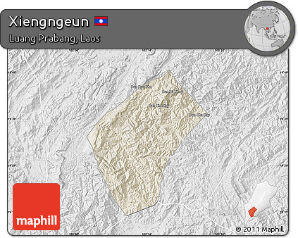 Shaded Relief Map of Xiengngeun, lighten, desaturated