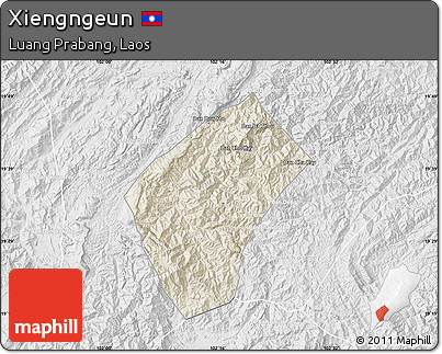 Shaded Relief Map of Xiengngeun, lighten, desaturated