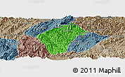 Political Panoramic Map of Xiengngeun, semi-desaturated