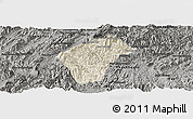 Shaded Relief Panoramic Map of Xiengngeun, darken, semi-desaturated