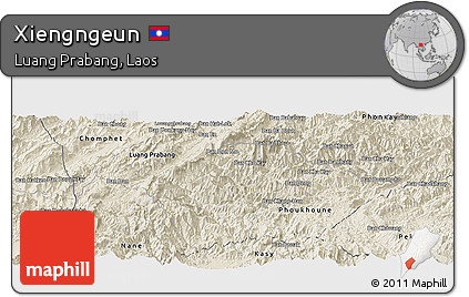 Shaded Relief Panoramic Map of Xiengngeun