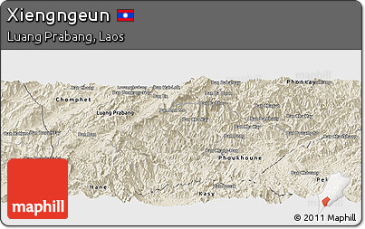 Shaded Relief Panoramic Map of Xiengngeun