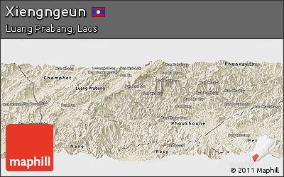 Shaded Relief Panoramic Map of Xiengngeun
