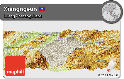 Shaded Relief Panoramic Map of Xiengngeun, physical outside