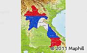 Flag Map of Laos, physical outside